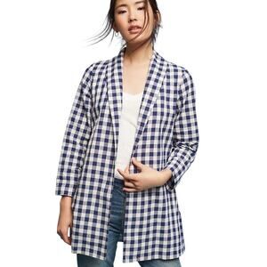Anthropologie The Lady & The Sailor Gingham Jacket Open Blazer Pockets 2 S/M